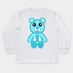 Light Blue Warrior Bear Kids Long Sleeve T-Shirt